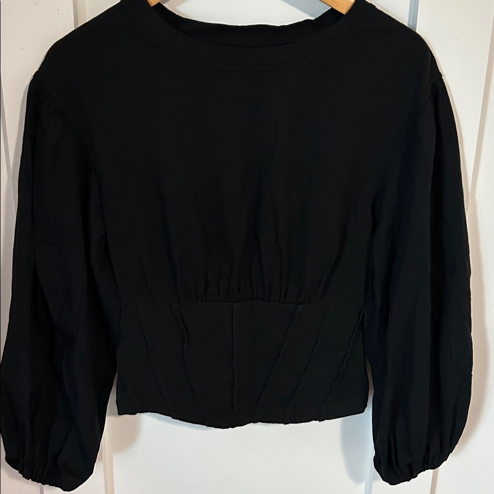 Anthropologie Balloon Sleeve Corset Top Black Women’s Size XS - Picture 6 of 12